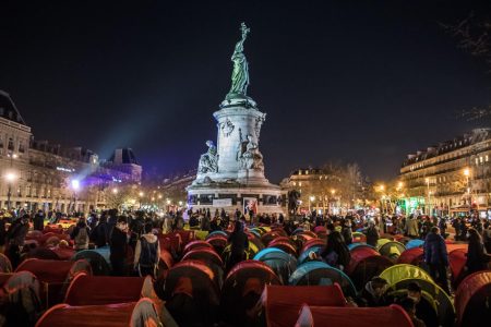 Tent protest by migrants in Paris