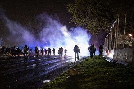 The third Night of Protest Over the Killing of Daunte Wright by a police officer