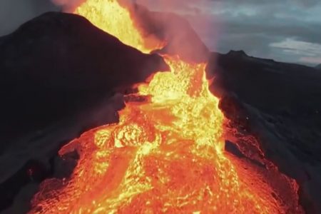 Drone crashes into erupting volcano in Iceland