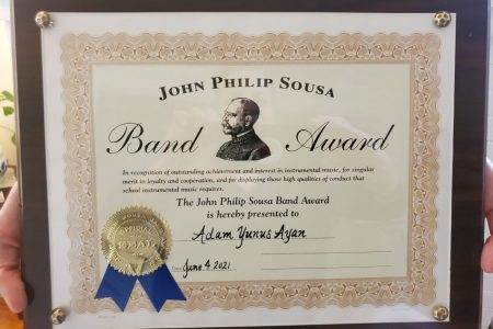 the first turkish to be awarded with Philip Sousa National High School Honors Band