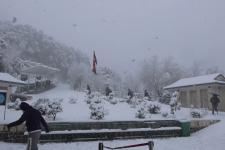 first snow of season in Nepal’s Kathmandu