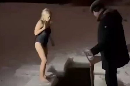 A woman disappeared in a frozen river on the Epiphany Holiday in Russia