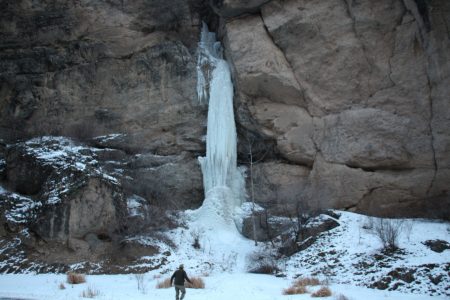 Due to the Siberian colds, waterfalls frozen up in Erzurum