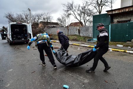 Lifeless bodies of civilians buried in mass graves in Bucha