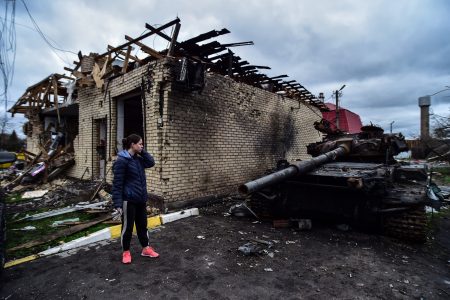 People returned back to the Hostomel city