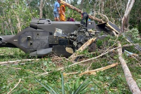 military helicopter makes crash landing at forestry area in Thailand
