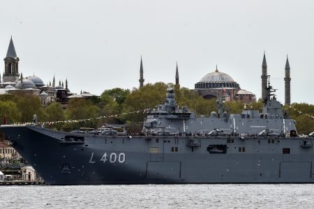 TCG Anadolu Captivates Visitors with Hagia Sophia View in Istanbul