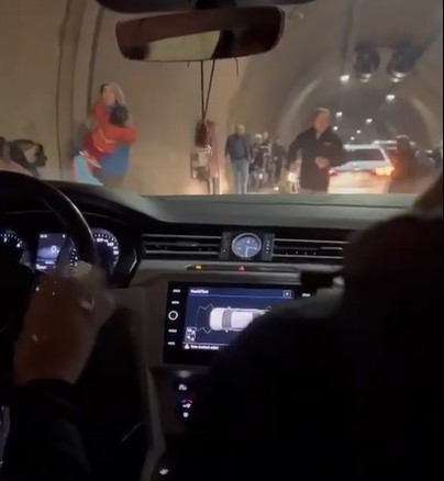 footage reveals moments of panic during earthquake under tunnel in