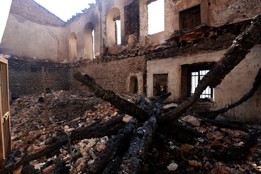 Wildfire hits the historic Hosios Loukas Monastery in Greece