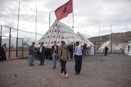 Young earthquake victims in Moroccan village provided with tent school