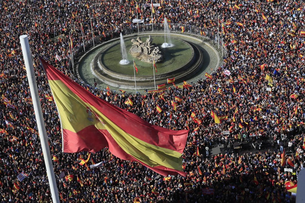 Rally in Madrid against amnesty of Catalan separatist leaders