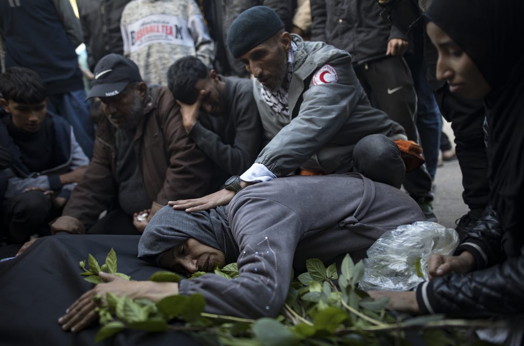 Mourners attend funeral of Palestinians killed in Israeli strikes on the Gaza Strip