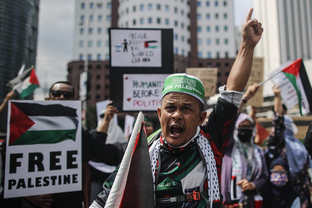 'Free Palestine' rally outside the US embassy in Kuala Lumpur