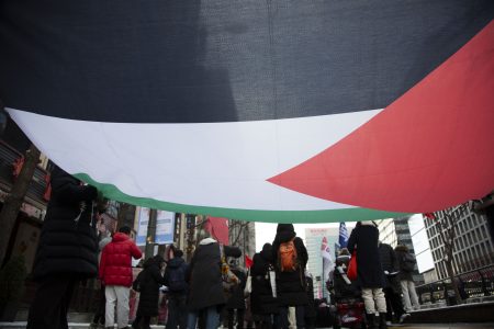 South Koreans Protested Israeli Attacks on Gaza near Israeli Embassy