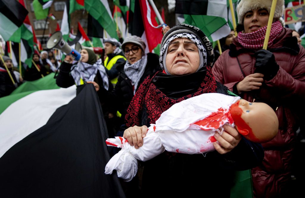 Protests during ICJ hearing of genocide case against Israel, in The Hague