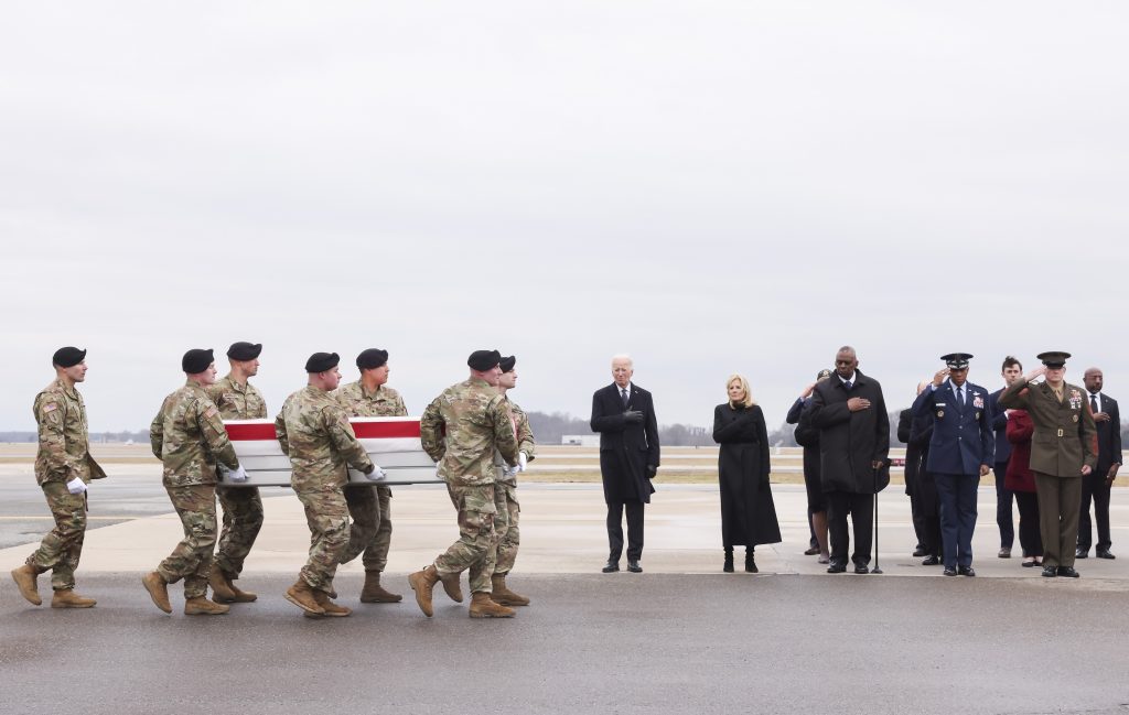 Dignified Transfer of fallen US service members at Dover Air Force Base in Dover, Delaware
