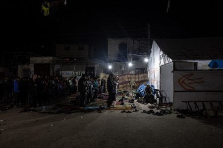 Palestinians Perform Laylat al-Qadr Prayers Next to Destroyed Mosque