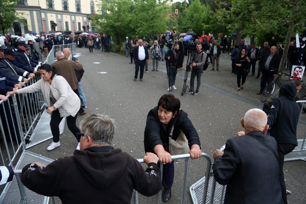 Opposition supporters protest in Tirana against Mayor Erion Veliaj