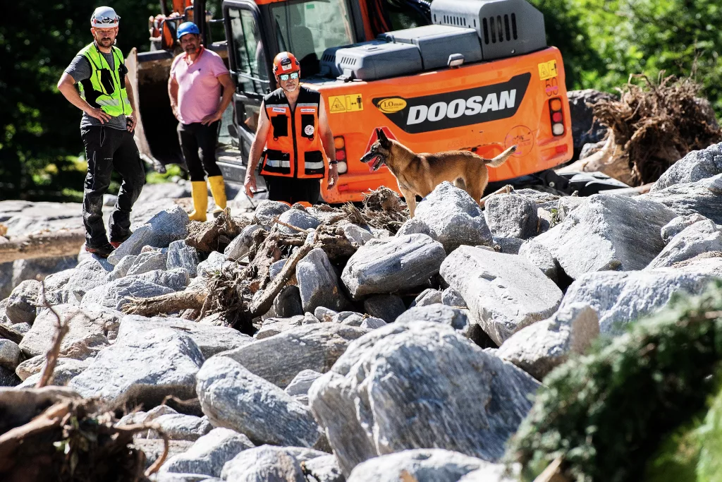 Flooding and landslides following heavy rainfall in southern Switzerland