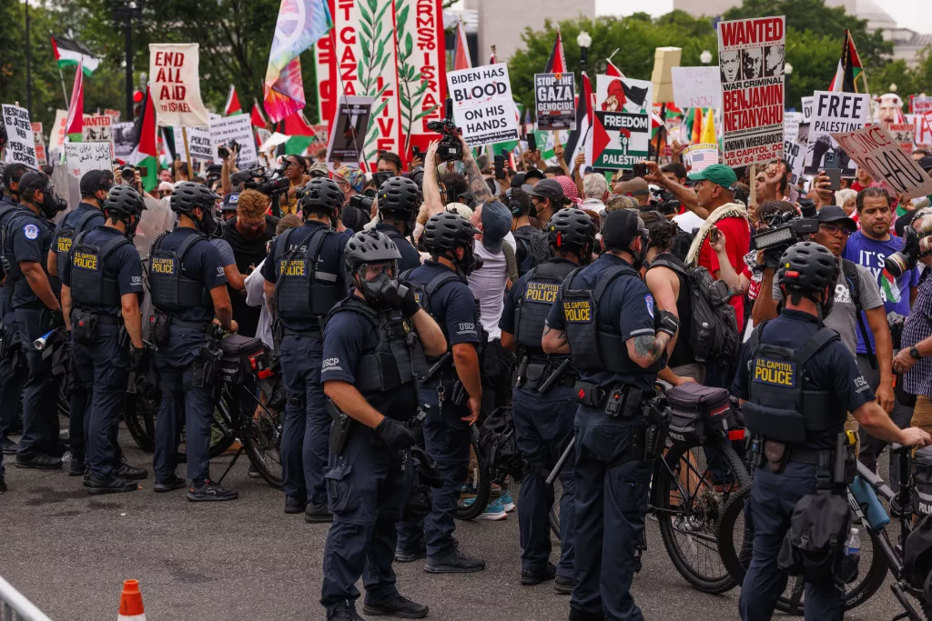 Protests during visit of Israeli Prime Minister Netanyahu in Washington, DC