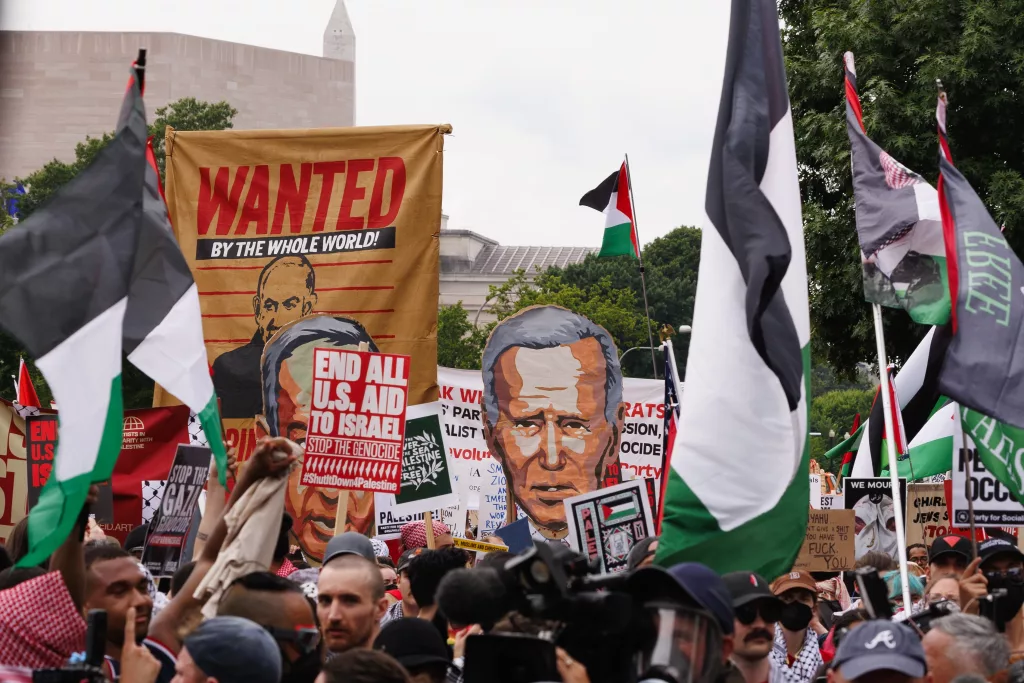 Protests during visit of Israeli Prime Minister Netanyahu in Washington, DC