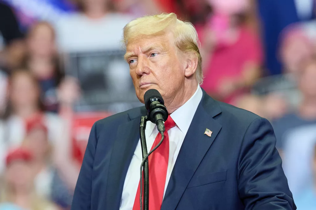 Republican presidential nominee Donald J. Trump and running mate JD Vance hold first joint campaign rally