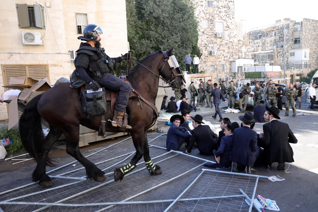 Rally in Jerusalem against the recruitment of ultra-Orthodox Jews into the Israeli army