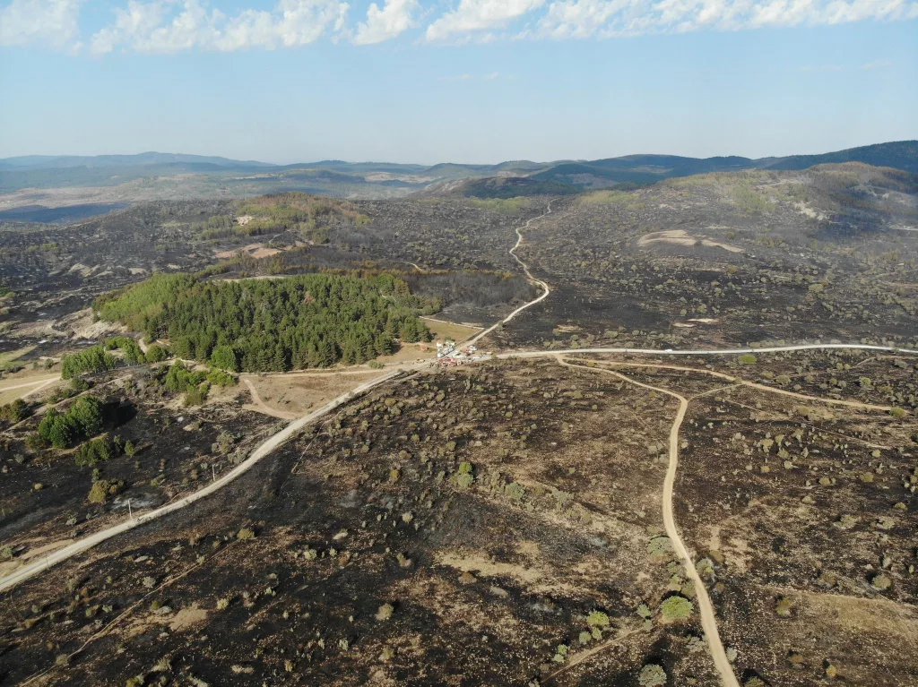 ANKARA-BOLU SINIRINDA YANAN BÖLGE DRONLA GÖRÜNTÜLENDİ