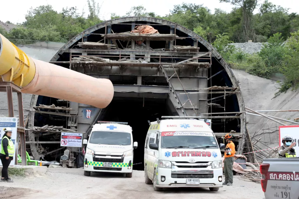 One of three workers trapped in collapsed Thai-Chinese train tunnel found dead