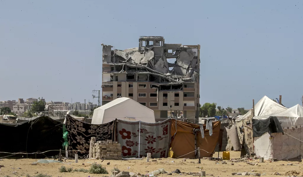 Destroyed buildings in Khan Yunis, southern Gaza