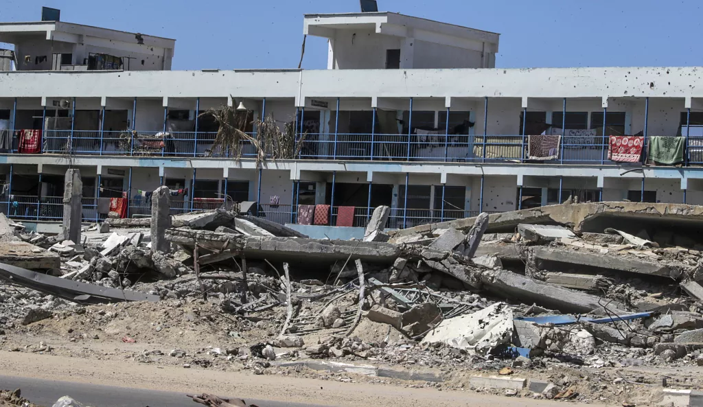 Destroyed buildings in Khan Yunis, southern Gaza