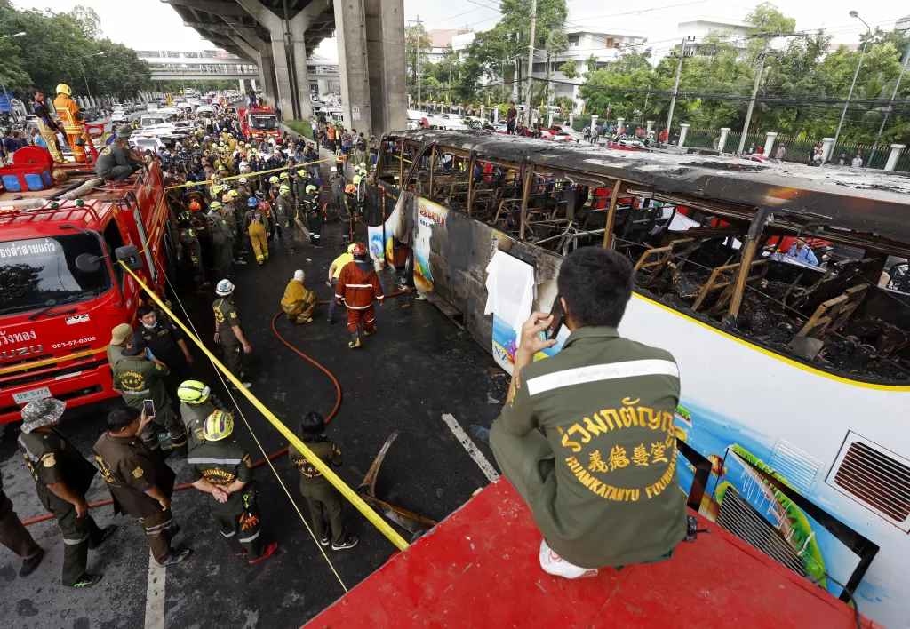 At least ten students die after bus catches fire in Bangkok