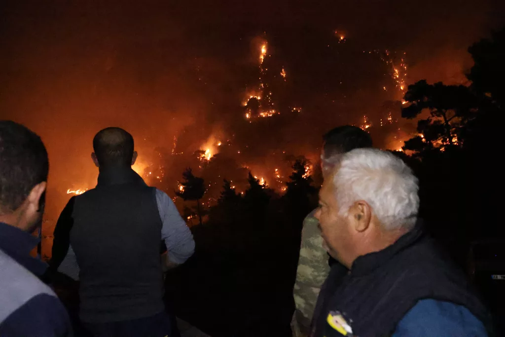 MUĞLA'DAKİ ORMAN YANGININDA ALEVLER GECEYİ AYDINLATTI