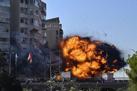 Building Destroyed in Israeli Strikes Near Beirut