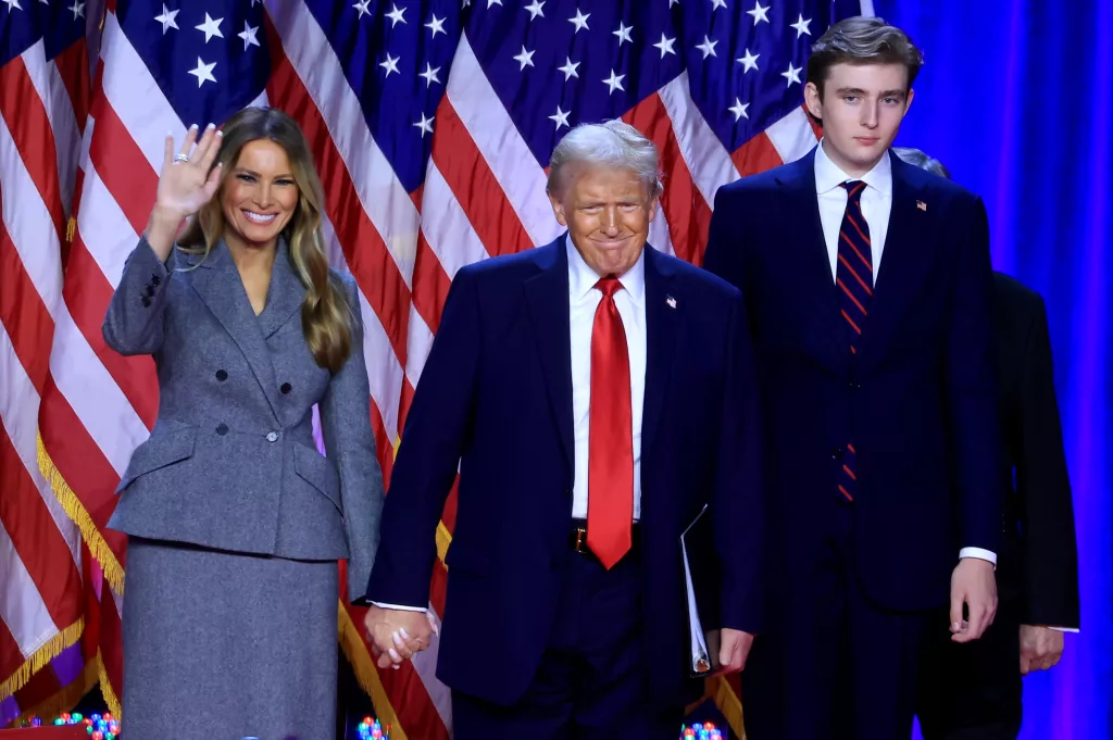 Republican presidential candidate Trump reacts to elections results