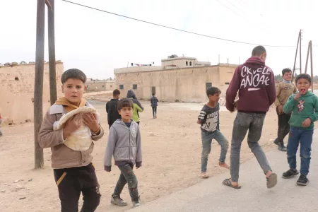 Bread Distributed to People in Manbij, Syria
