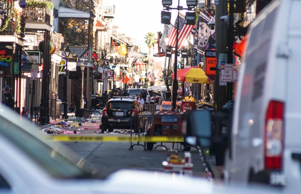 Aftermath of a car ramming into crowd in New Orleans