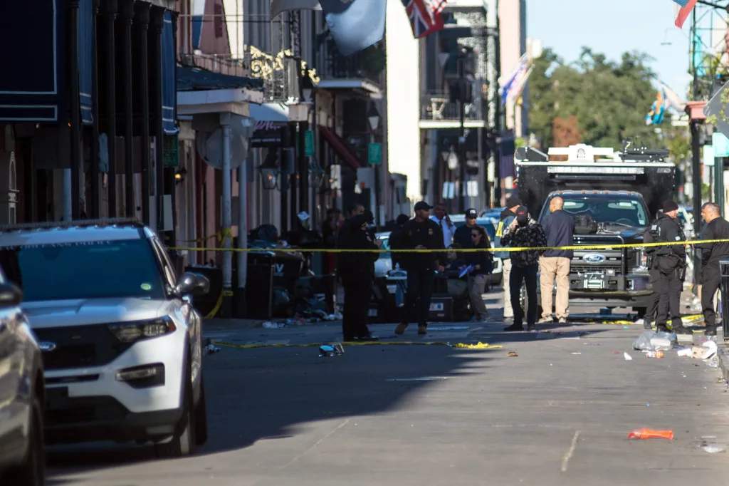 Aftermath of a car ramming into crowd in New Orleans