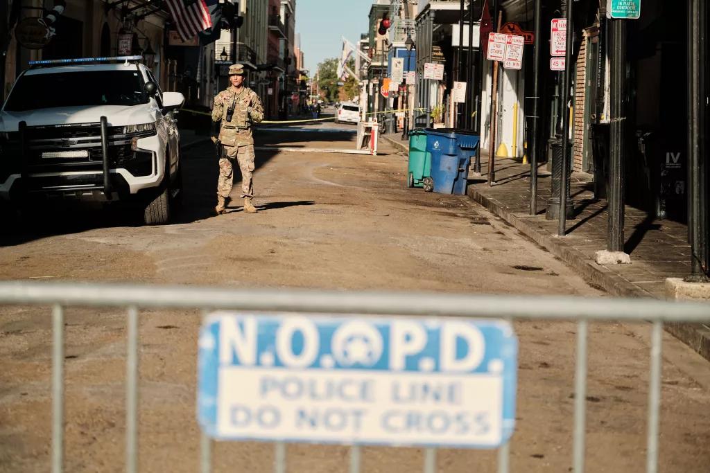 Aftermath of a car ramming into crowd in New Orleans