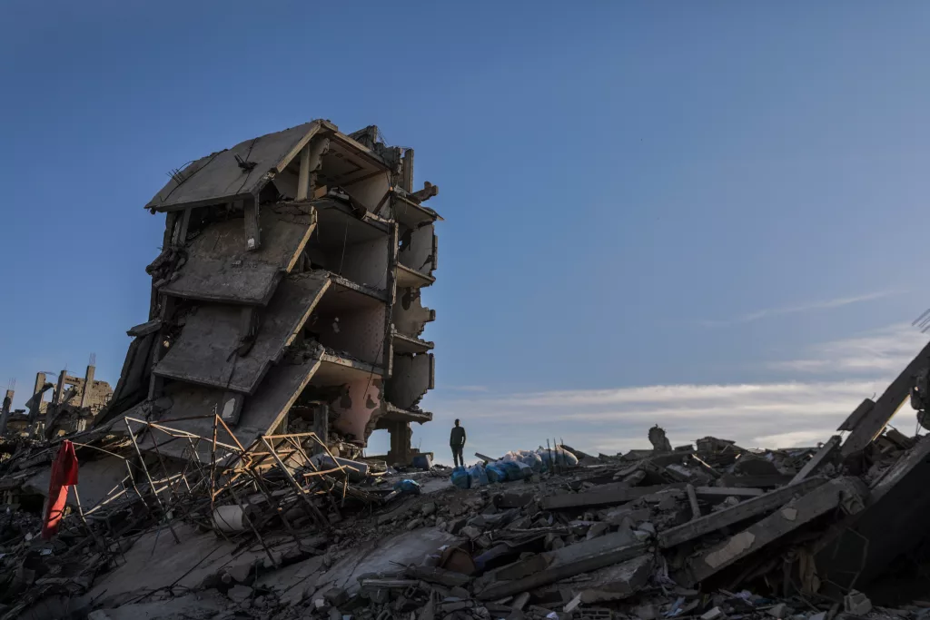 Destroyed buildings in Rafah
