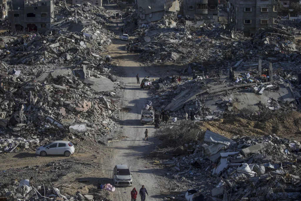 Destroyed buildings in Rafah