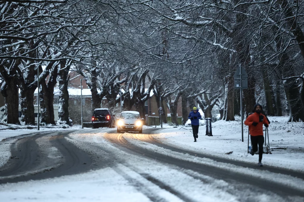 Heavy snow in Liverpool amidst warnings for snow and ice across Britain