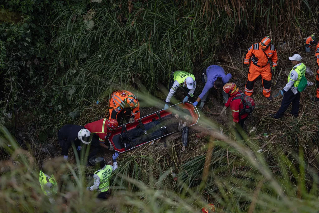 Several killed after bus plunges off highway bridge in Guatemala City