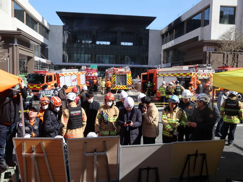 Six workers die after fire at a construction site in Busan