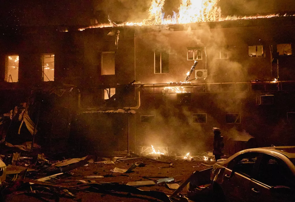 Fire breaks out at private factory after Russian drone strike in Ukraine's Kharkiv