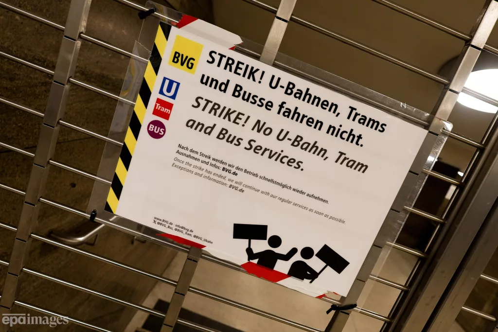 Berlin public transport provider BVG employees go on a 48-hour warning strike
