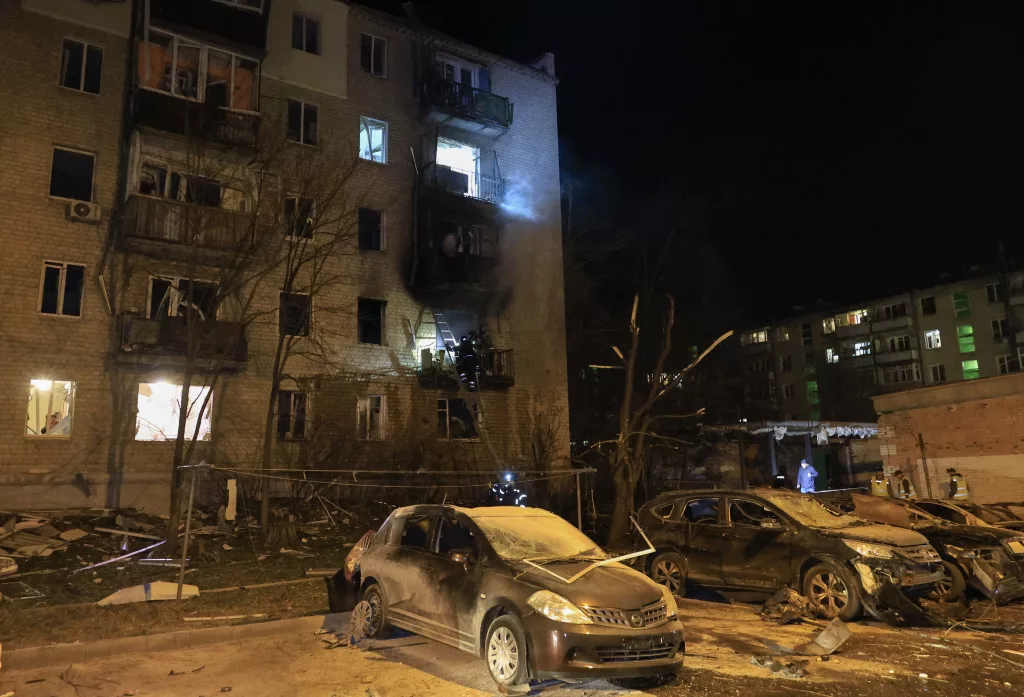Aftermath of drone strikes in Kharkiv