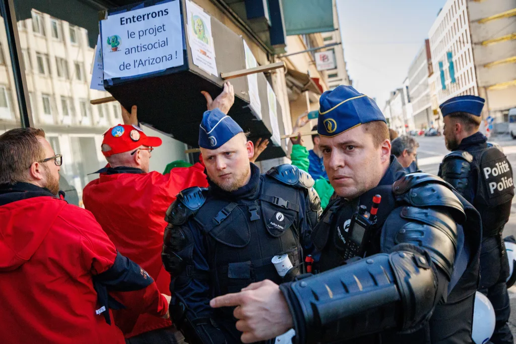 National action day of trade unions in Belgium against government