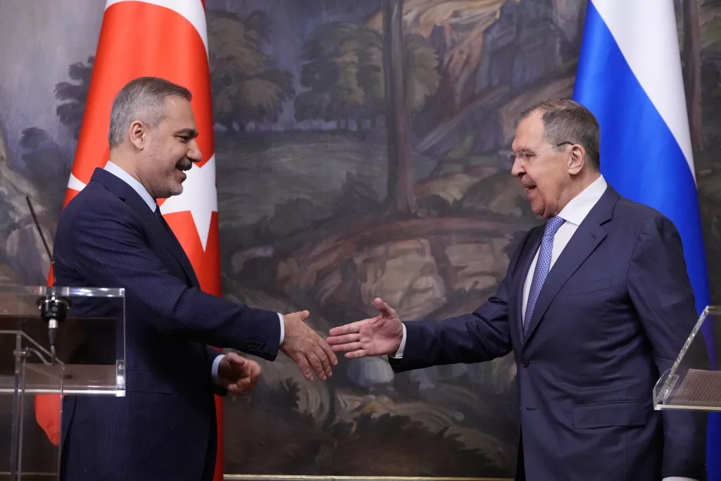Russian Foreign Minister Sergei Lavrov meets with Turkish Foreign Minister Hakan Fidan